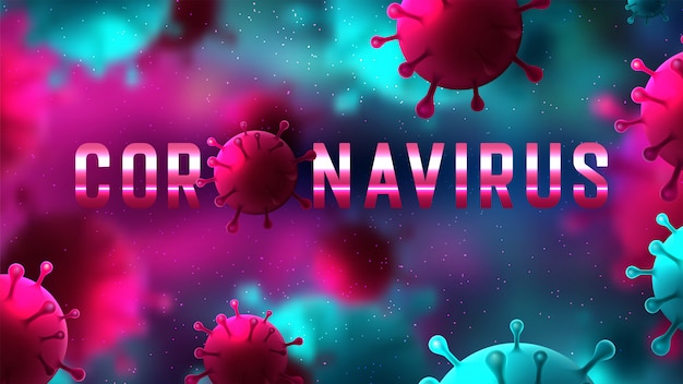 Covid-19 coronavirus, illustratie van viruscellen