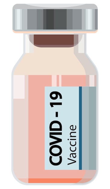 Vettore vaccino contro il coronavirus covid-19. il segno piatto della bottiglia del vaccino. trattamento del coronavirus covid-19. illustrazione vettoriale isolato su sfondo bianco.