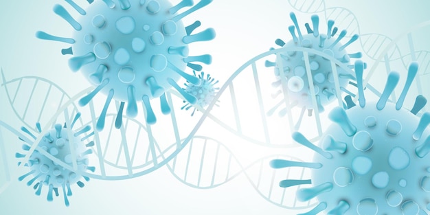 covid 19 illustration banner with dna symbols