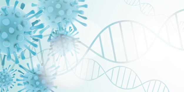 Vector covid 19 illustration banner with dna symbols