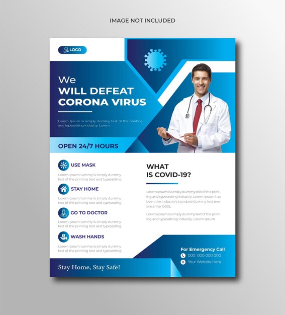 Covid- 19 medical healthcare flyer template design