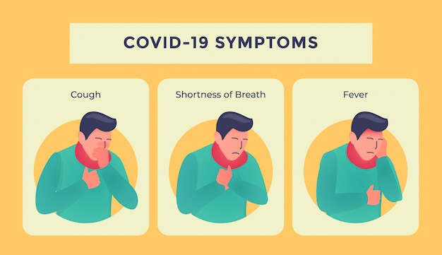 Covid-19 или симптомы коронирусной болезни у людей, больных иллюстрации