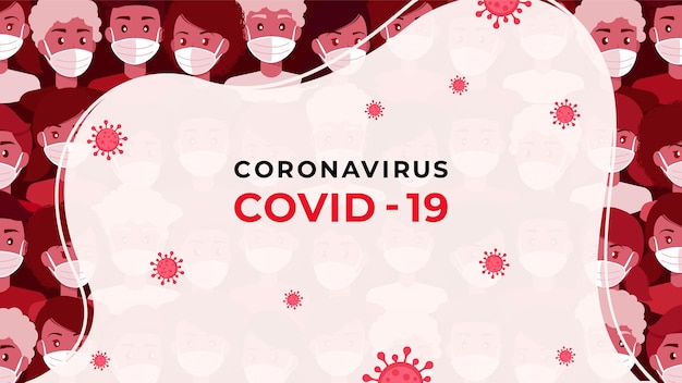 Vector covid-19 pandemic virus background concept with crowd of people