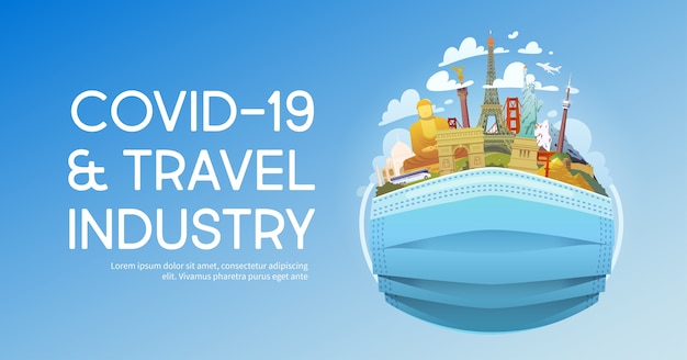 Covid-19 and travel industry  illustration