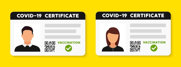 COVID-19 vaccination card in a flat design