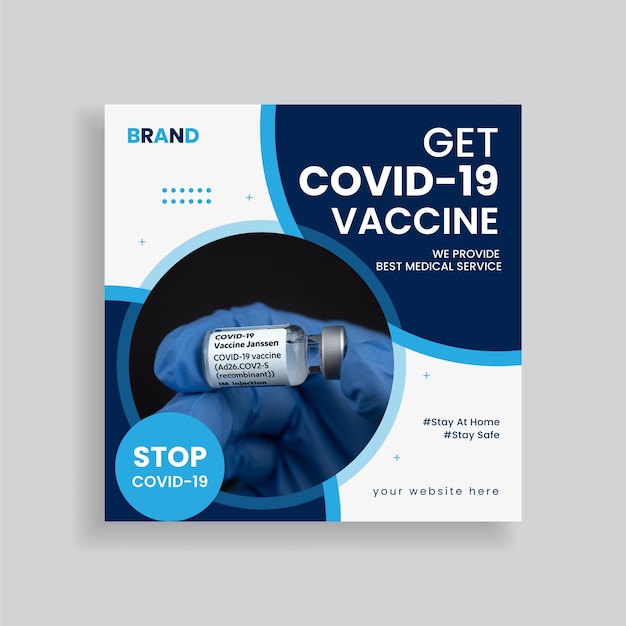 Vector covid 19 vaccination program social media post template design or web banner