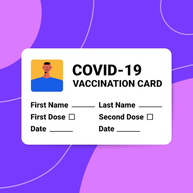 Vector covid-19 vaccination record card global immunity passport risk free re-infection pcr certificate coronavirus immunity