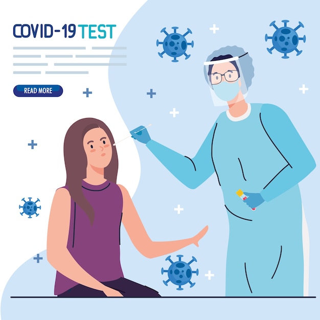 Covid 19 virus test doctor and woman design of ncov cov and coronavirus theme