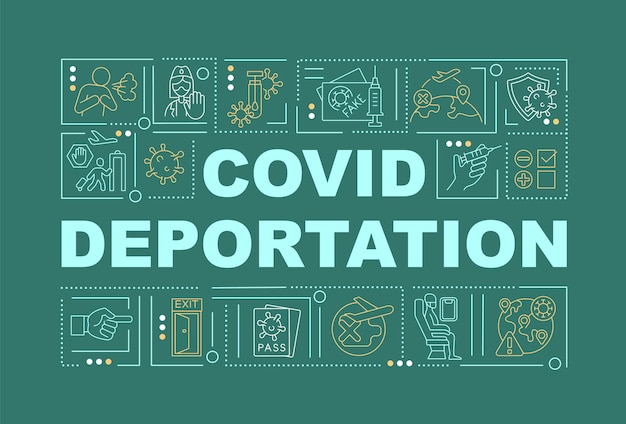 Covid deportatie groen woord concepten banner