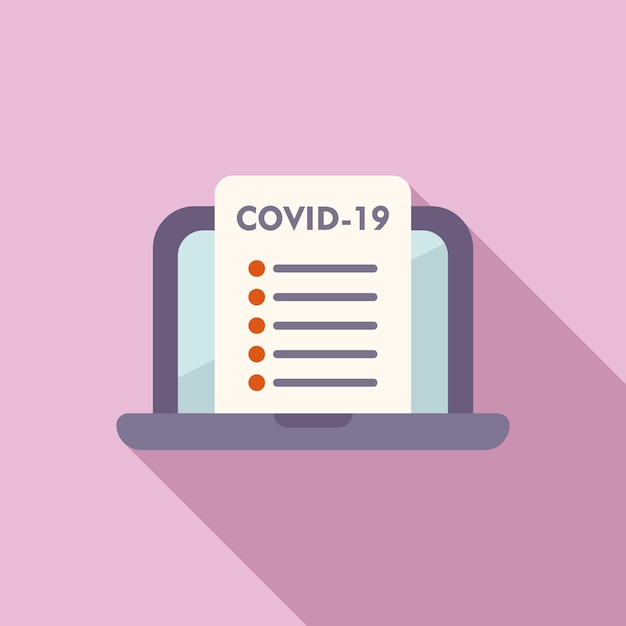 Covid online result icon flat vector positive test computer medicine