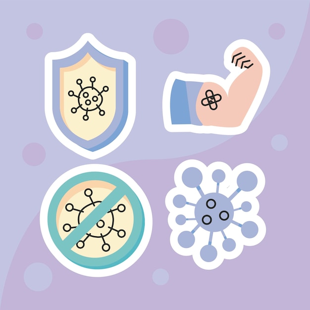 Covid vaccine four icons