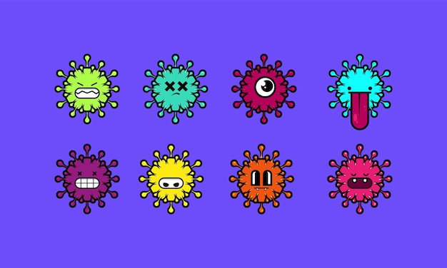 Covid virus kleurrijk ontwerp leuk emoji