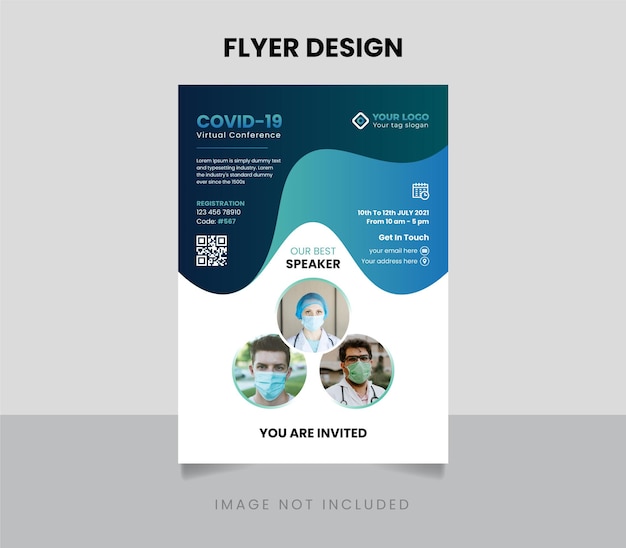 Covid19 conference poster magazine leaflet flyer design template in A4 size