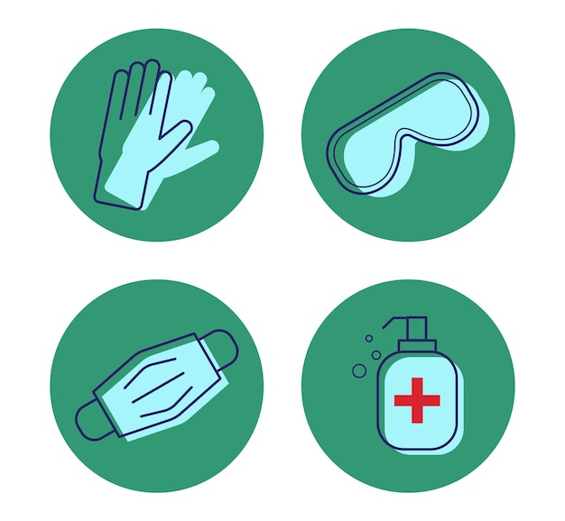 Covid19 corona virus protection icons set vector illustration flat design