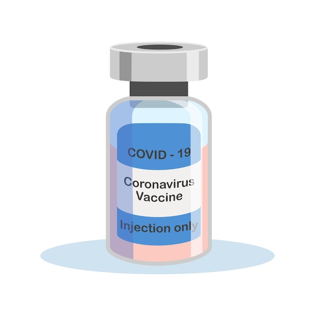 Covid19 Coronavirus concept vaccine vial and syringe pandemic covid19 outbreak isolated icon flat