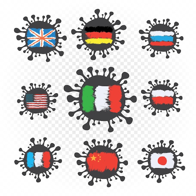 Vector covid19 coronavirus flag country icon