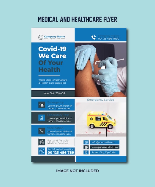 covid19 medical and healthcare service flyer design