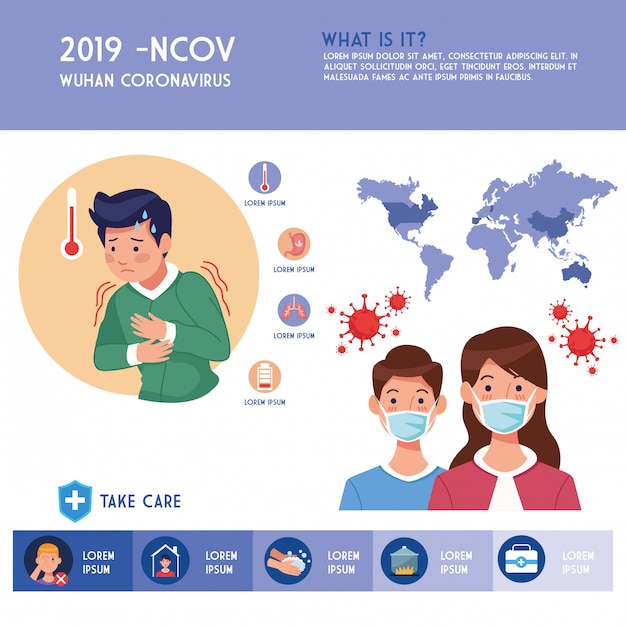 Aletta di filatoio di pandemia di covid19 con le coppie facendo uso del infographics delle maschere di protezione