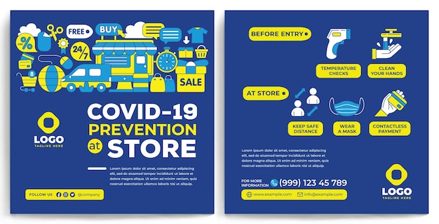 Vector covid19 promotion feed instagram in flat design style