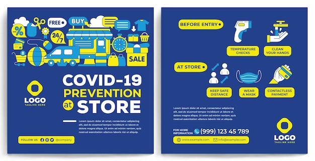 Vettore feed di promozione covid19 instagram in stile design piatto