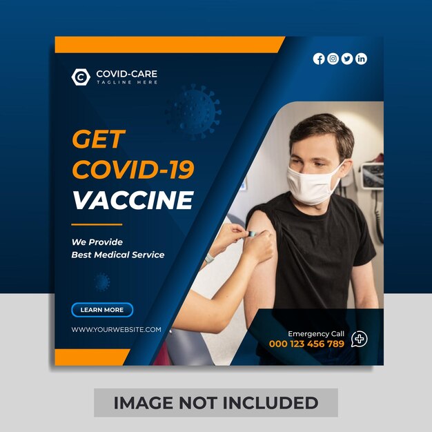 Covid19 vaccin social media of instagram post template vector premium