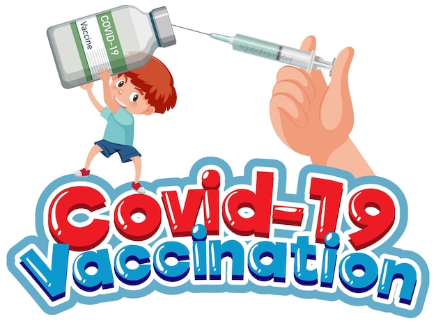 Covid19 vaccinatie logo op witte achtergrond