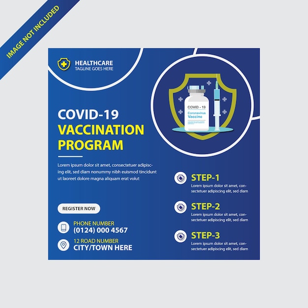 Vector covid19 vaccinatie social media post ontwerpsjabloon