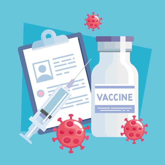 covid19 vaccine and clipboard icons