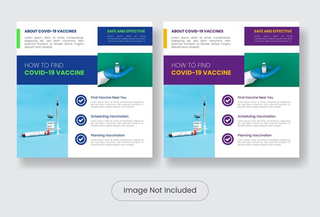 covid19 vaccine education social media post banner template set