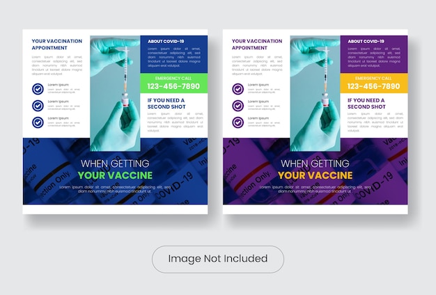 covid19 vaccine education social media post banner template set