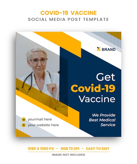 Covid19 vaccino social media instagram post template design