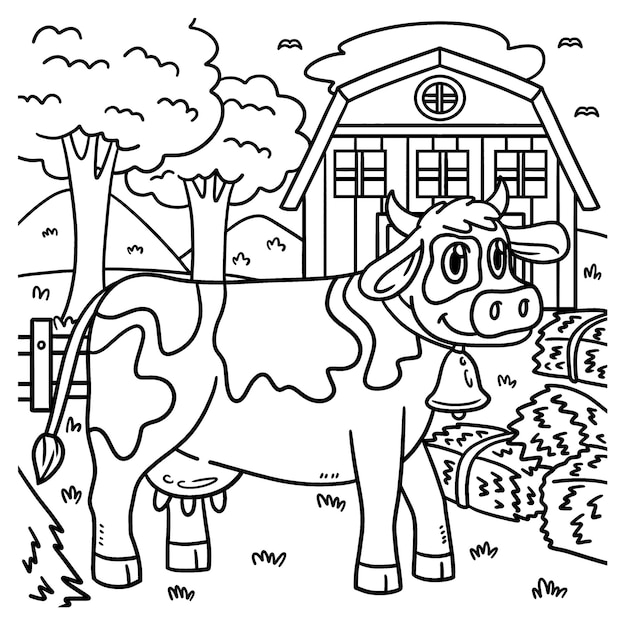 Cow Animal Coloring Page for Kids