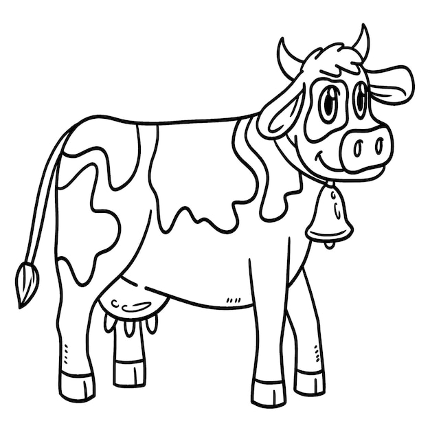 Cow Animal Isolated Coloring Page for Kids