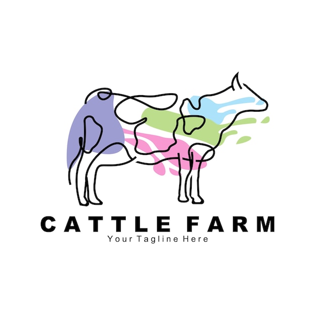 Cow animal logo cattle farm dairy farm animal illustration design