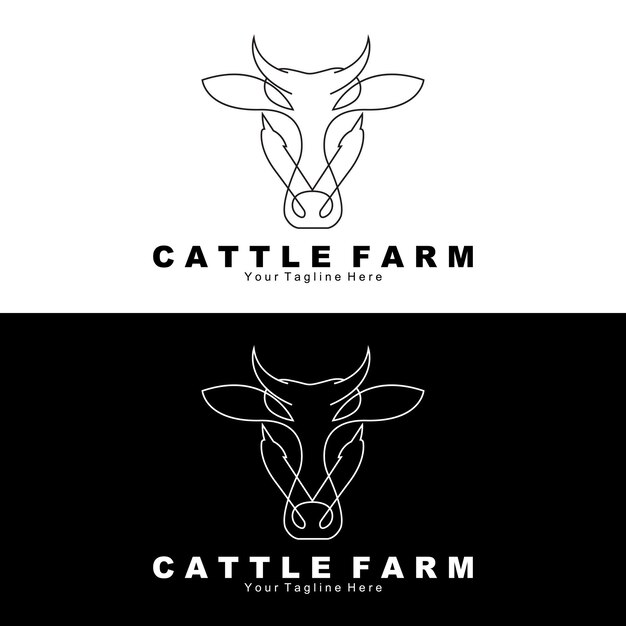 Cow animal logo cattle farm dairy farm animal illustration design