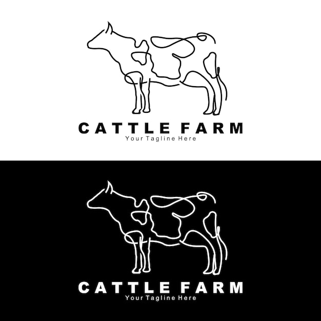 Cow animal logo cattle farm dairy farm animal illustration design