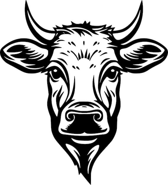 Vector cow black and white vector illustration