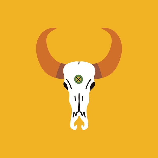 Vector cow or buffalo skull illustration. ram head with horns. santa muerte carnival. occult witchcraft