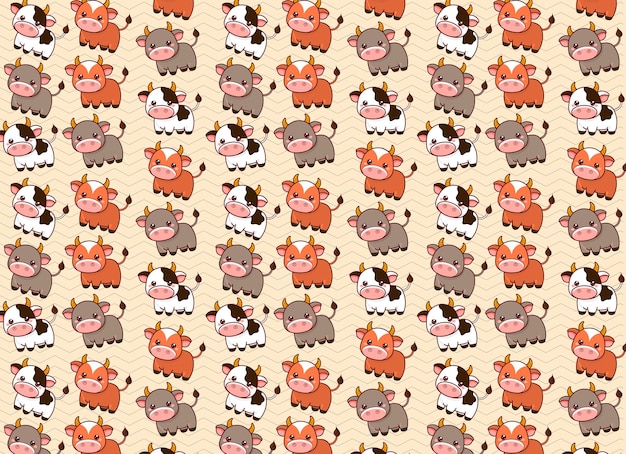 cow and bull couple illustration pattern vector for fabrics childrens background