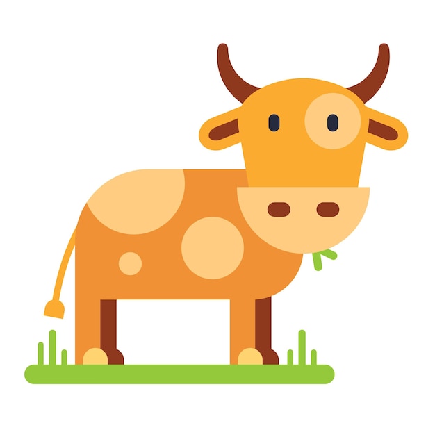 Vettore animale da fattoria di mucca o toro isolato su illustrazione vettoriale bianca