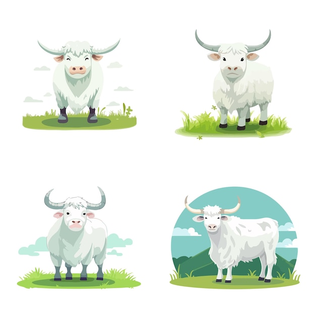 Cow cartoon vector character illustration set bundle