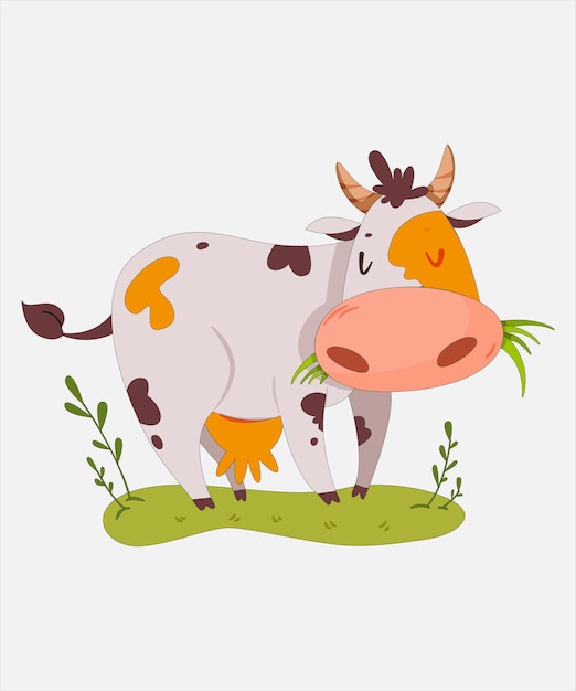 Cow cartoon vector illustration