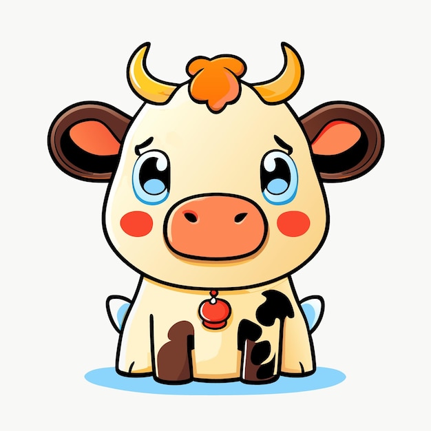 Cow childish cartoon style vector illustration cartoon