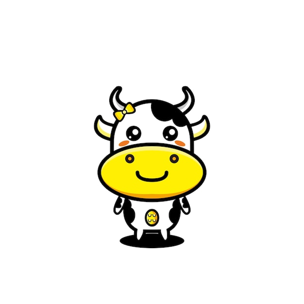 Cow cute character cartoon design mascot illustraton