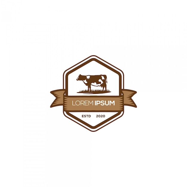 Vector cow farm emblem logo