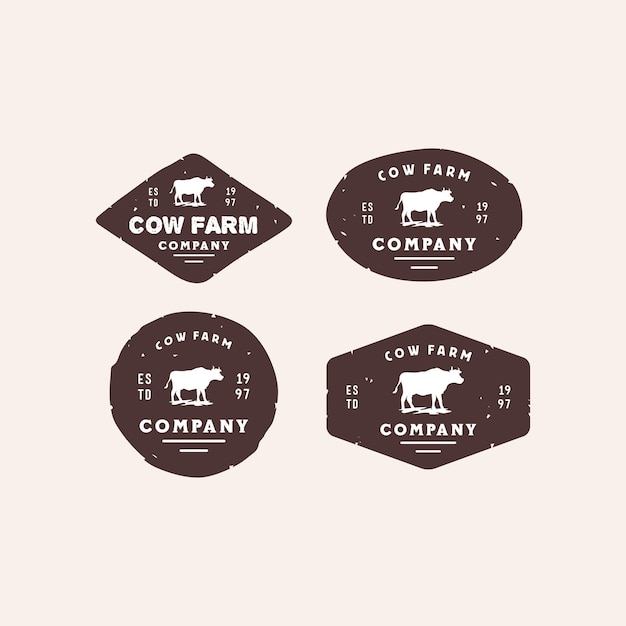 Vector cow farm vintage badge