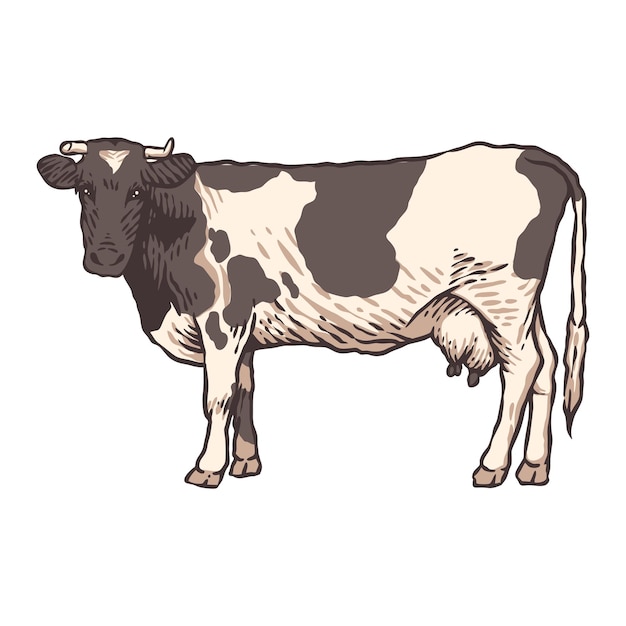 Cow full color illustration side view