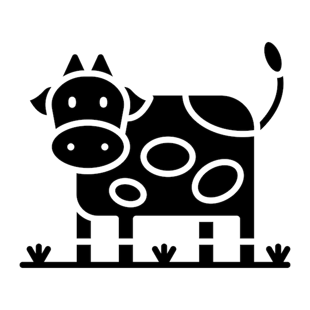 Vector cow glyph solid black illustration