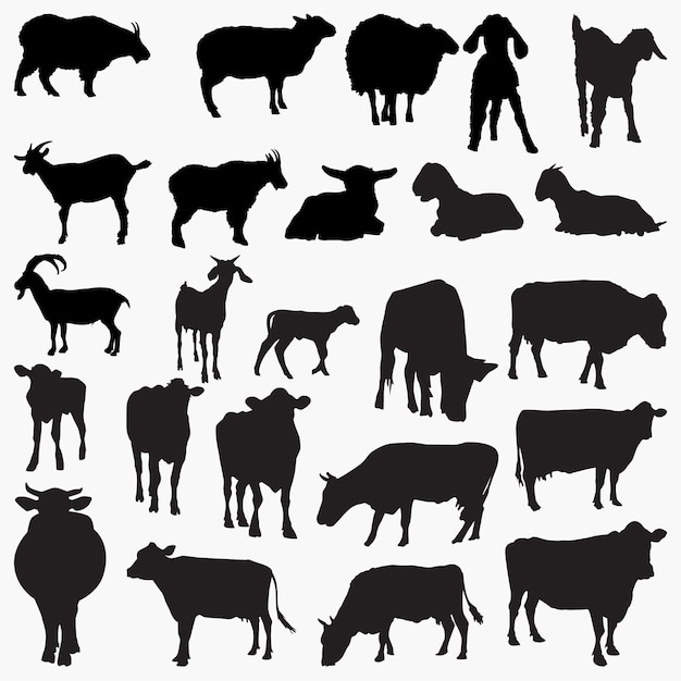 Cow Goat Silhouettes