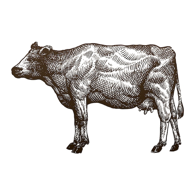 Cow hand drawing illustration